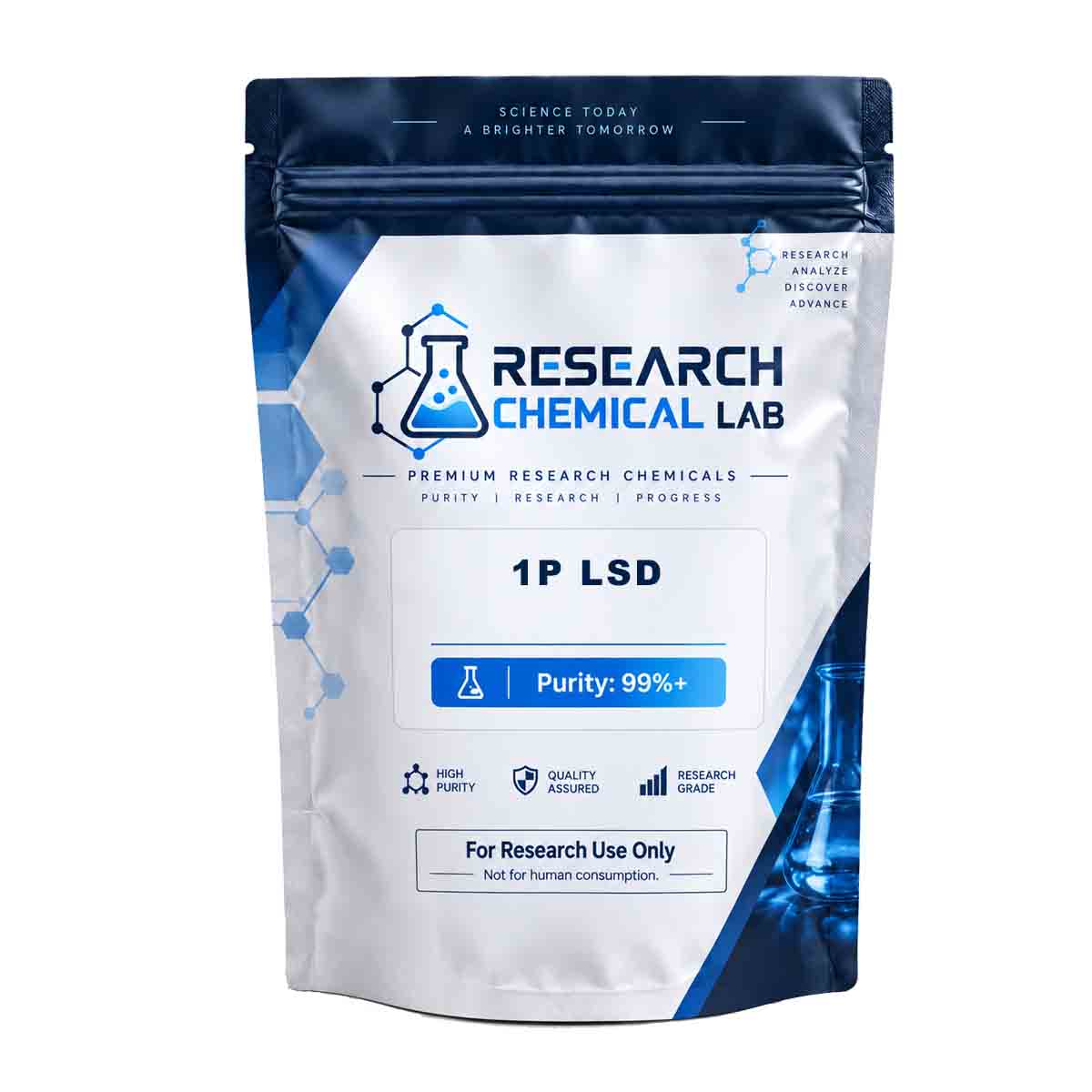 1P LSD Research Chemical 1P LSD research chemical in a sealed laboratory container